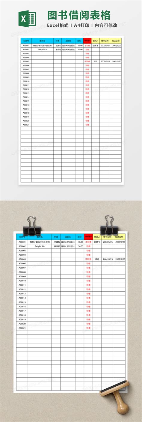图书室图书登记空白表